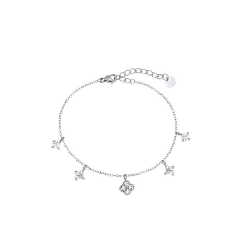 Armband 17cm Zirkonia Kleeblatt