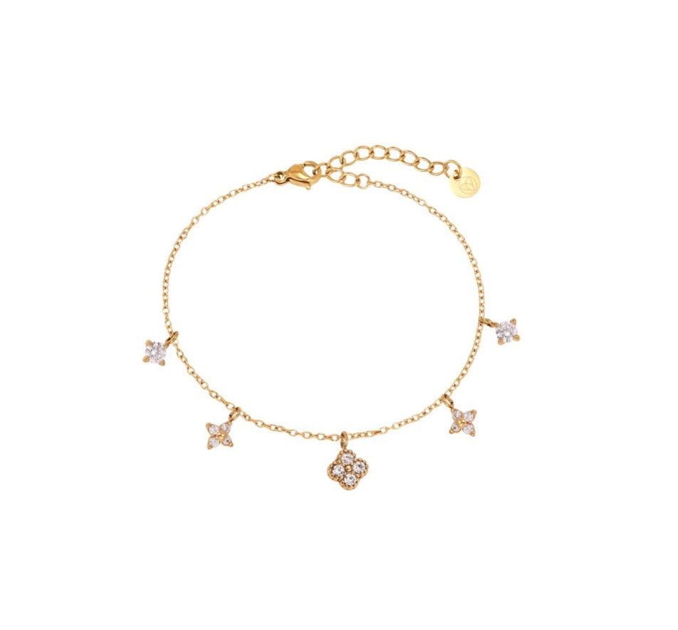 Armband 17cm Zirkonia Kleeblatt