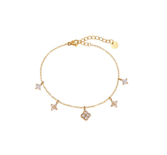 Armband 17cm Zirkonia Kleeblatt