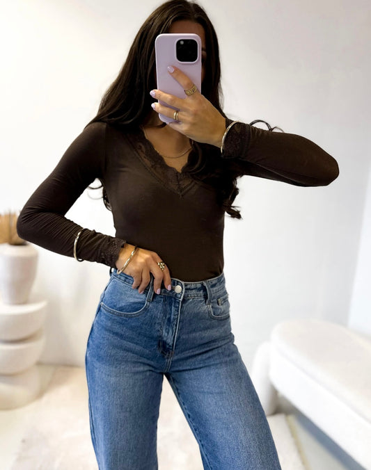 Cashmere T-Shirt mit Spitze