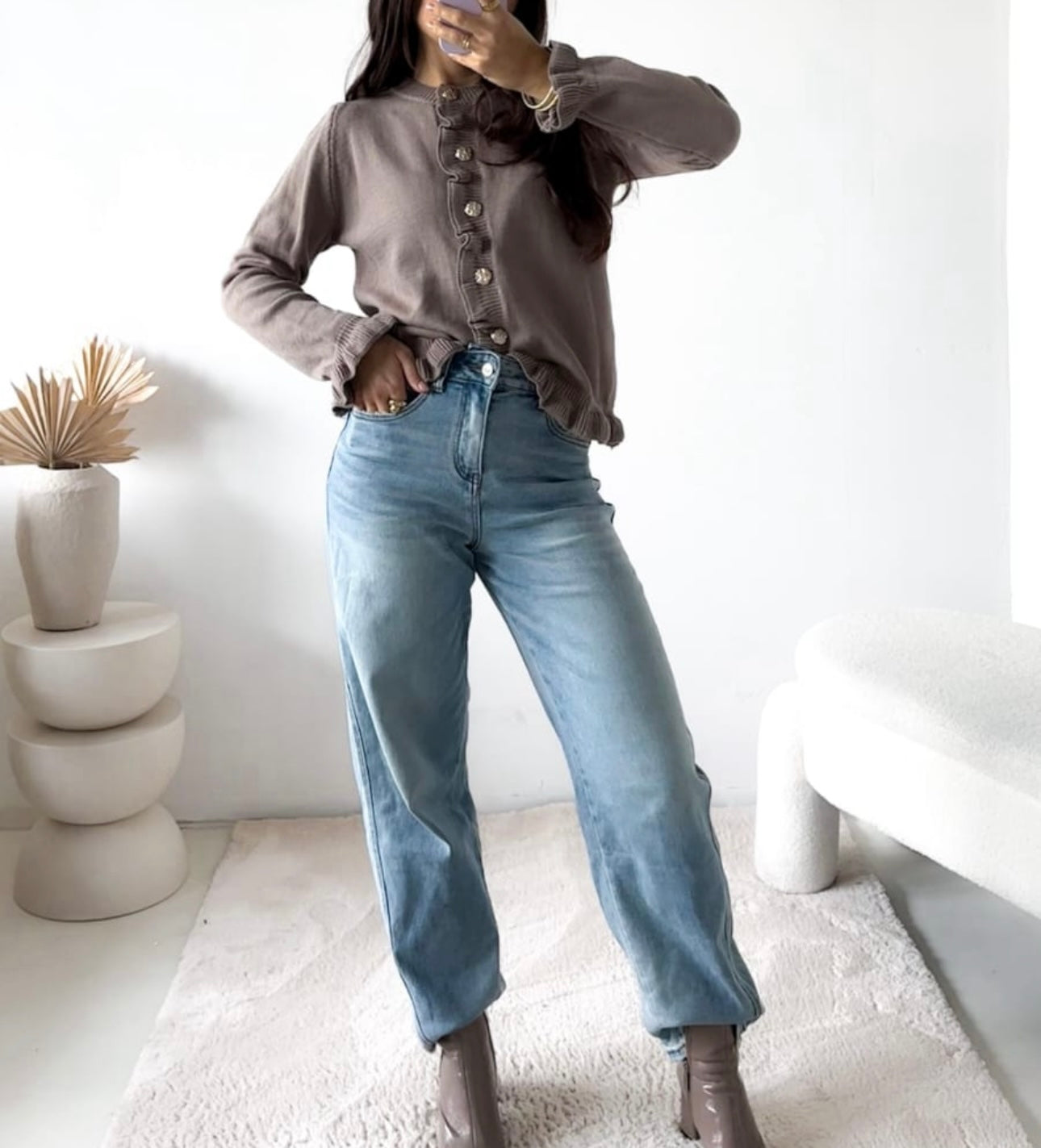 Strickjacke Rüschen